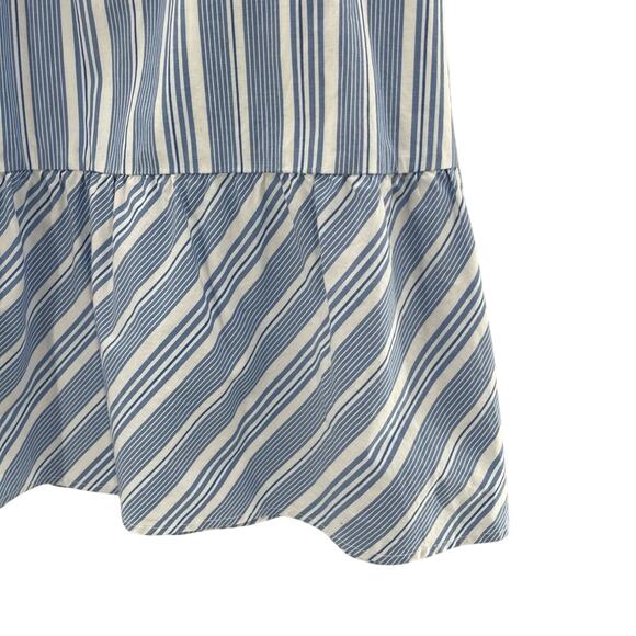 J By J Crew Blue & White Stripe Cotton Big Bow Midi Skirt Ruffle Hem Size 2 - Picture 5 of 11